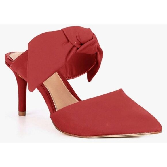 PiePieBuy Womens Red Backless Mules Heels Size 11 - Picture 1 of 4